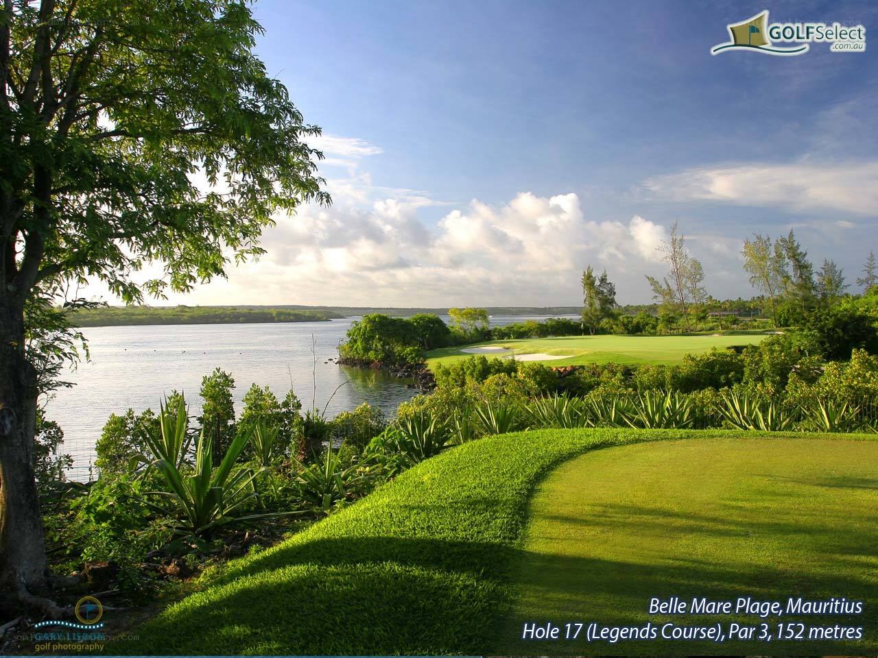 Golf course with water view