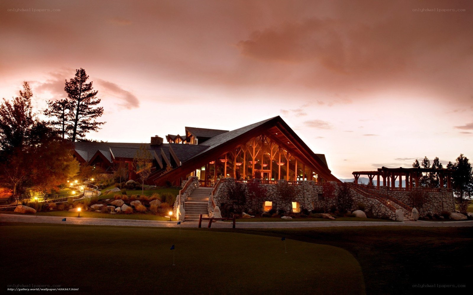 Golf resort at dusk