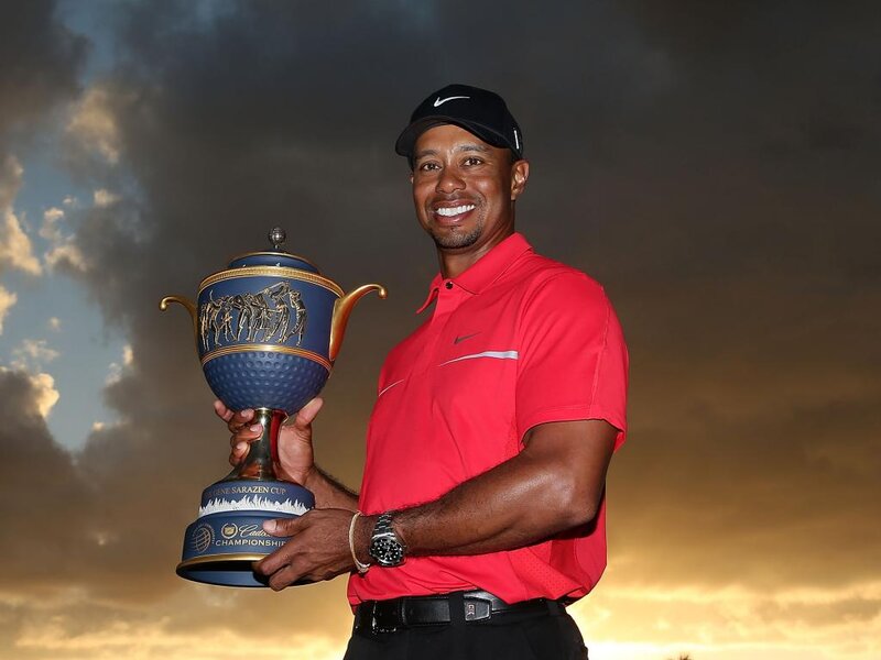 Golfer Holding Trophy — Red