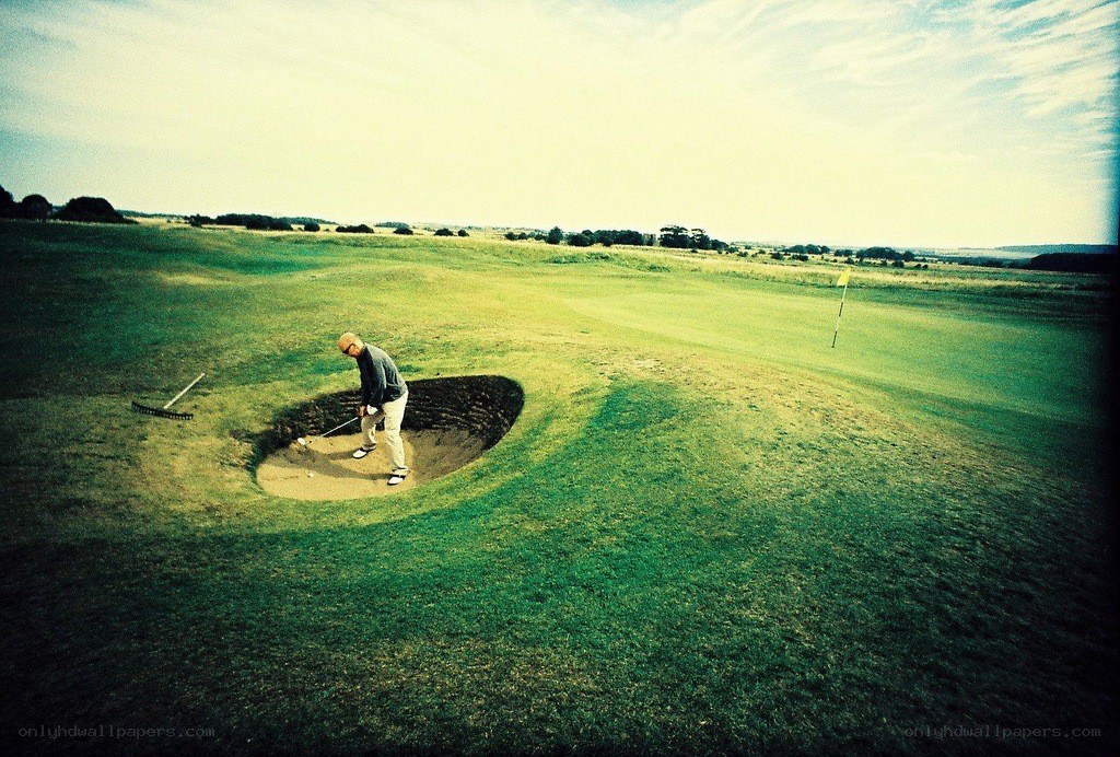 Golfer in a sand trap