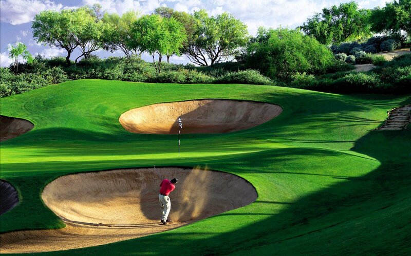 Golfer in Sand Trap — Green