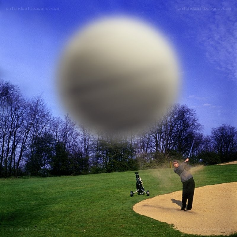 Golfer in sand trap