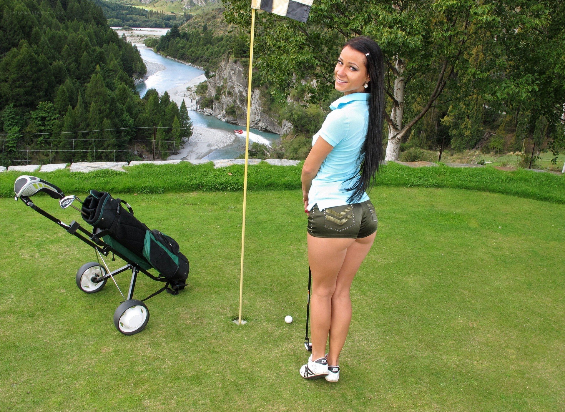 Golfer on a scenic course