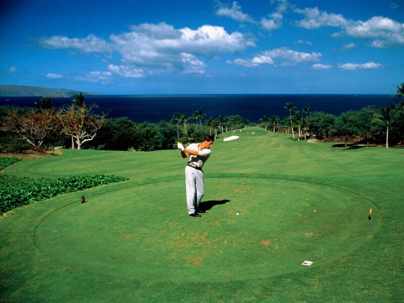 Golfer on a scenic course