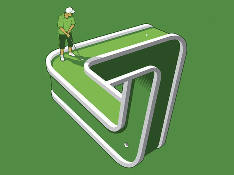 golfer on impossible triangle