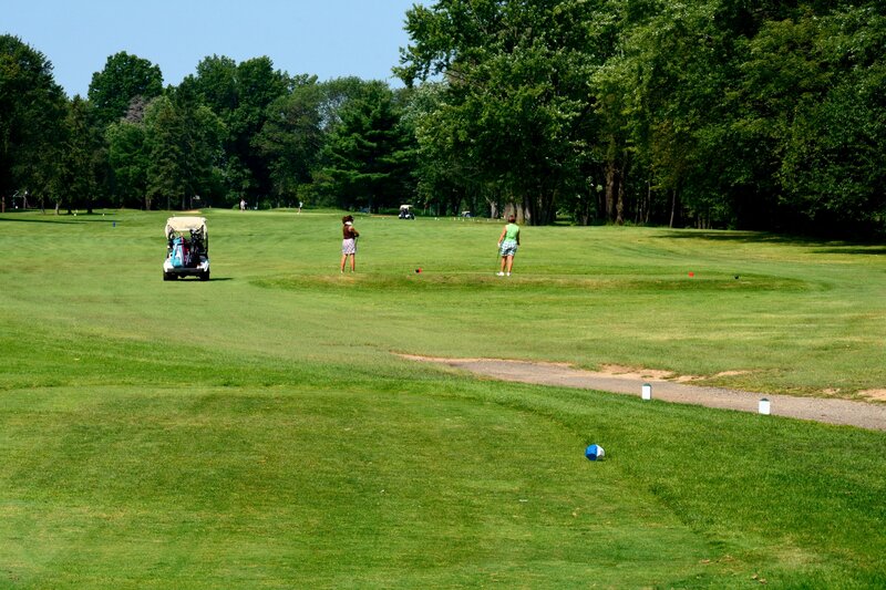 Golfers on a Course — Green, Calm