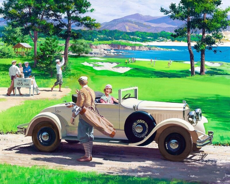 Golfers on a Course — Green, Serene, Afternoon