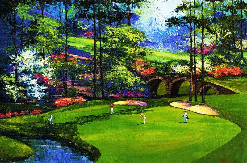 Golfers on a Course — Green, Serene