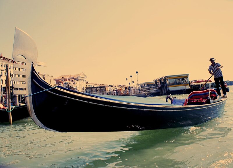Gondola in Canal — Blue, Calm