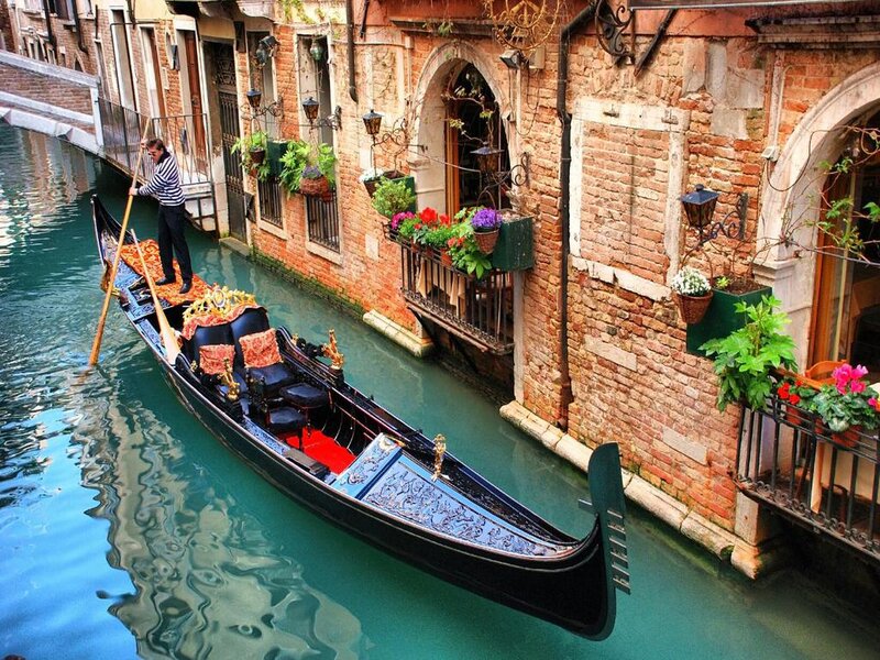Gondola in Canal — Blue, Serene