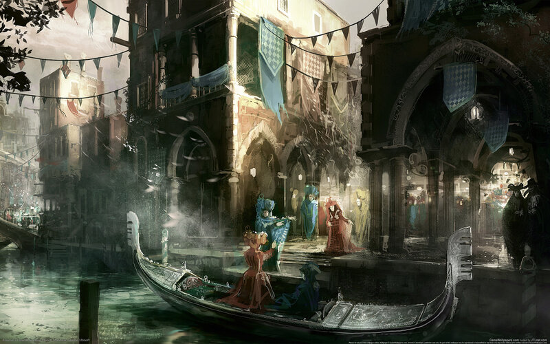 Gondola in Canal — Green
