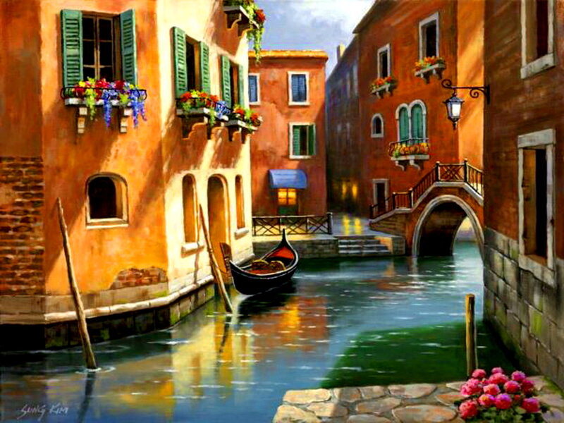 Gondola in Canal — Orange