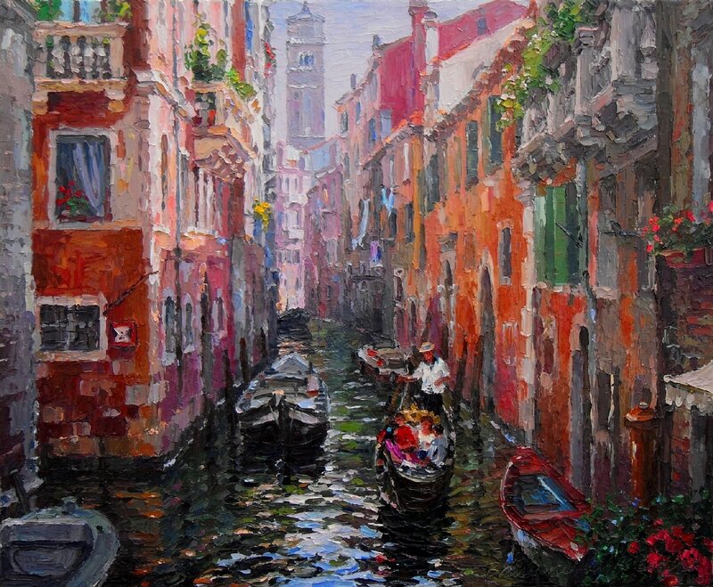 Gondola in Canal — Red