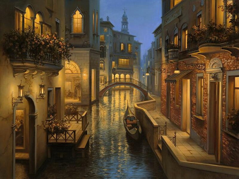 Gondola in Canal — Yellow