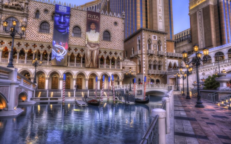 Gondola on Canal — Blue, Dramatic, Sunset, Photograph, Banners