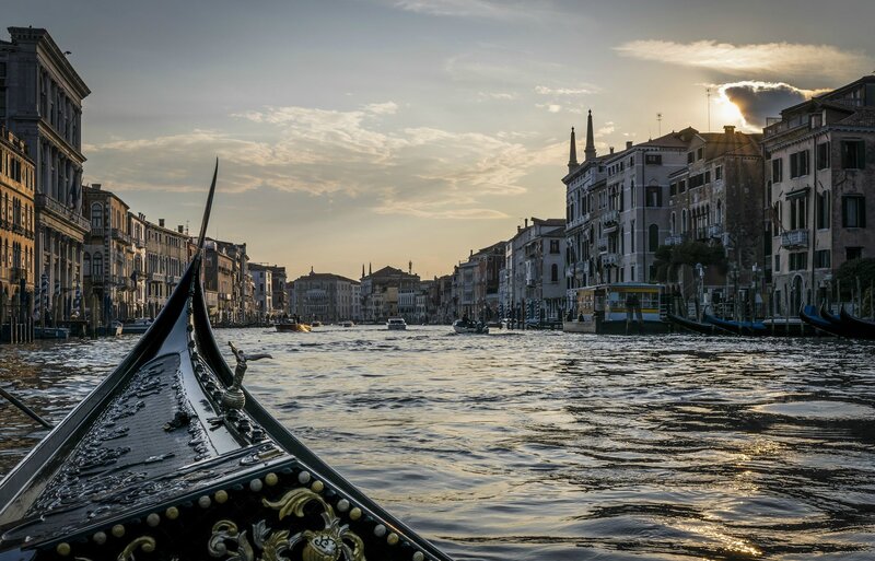 Gondola on Canal — Brown, Serene, Sunset