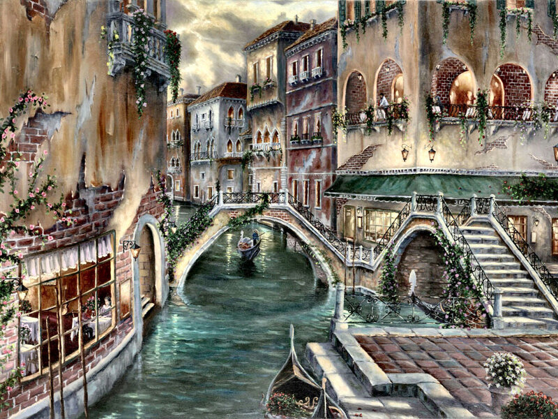 Gondola on Canal — Brown