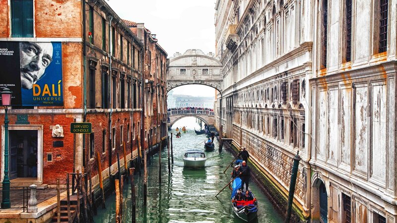 Gondola on Canal — Green, Serene, Afternoon, Photograph
