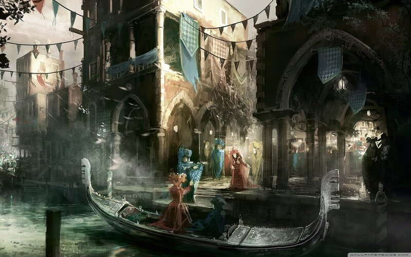 Gondola on Canal — Green