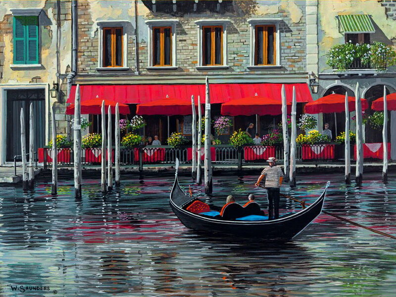 Gondola on Canal — Red, Serene