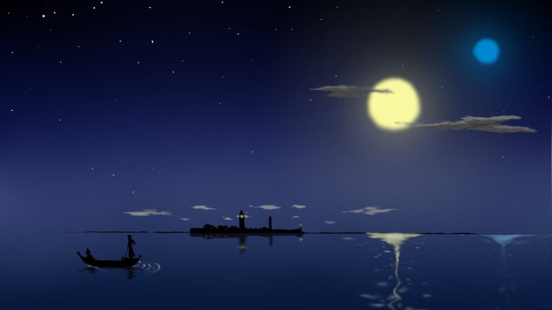 Gondola on Water — Blue, Serene