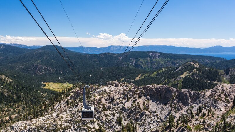 Gondola over mountain landscape