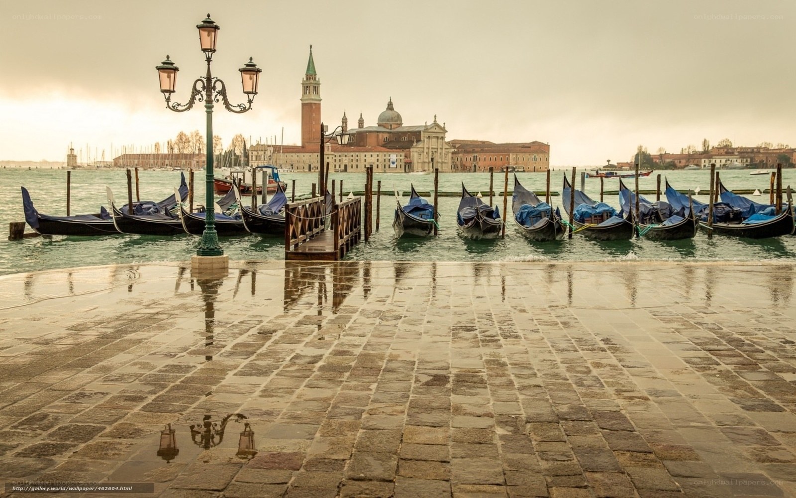 Gondolas at a Venetian dock