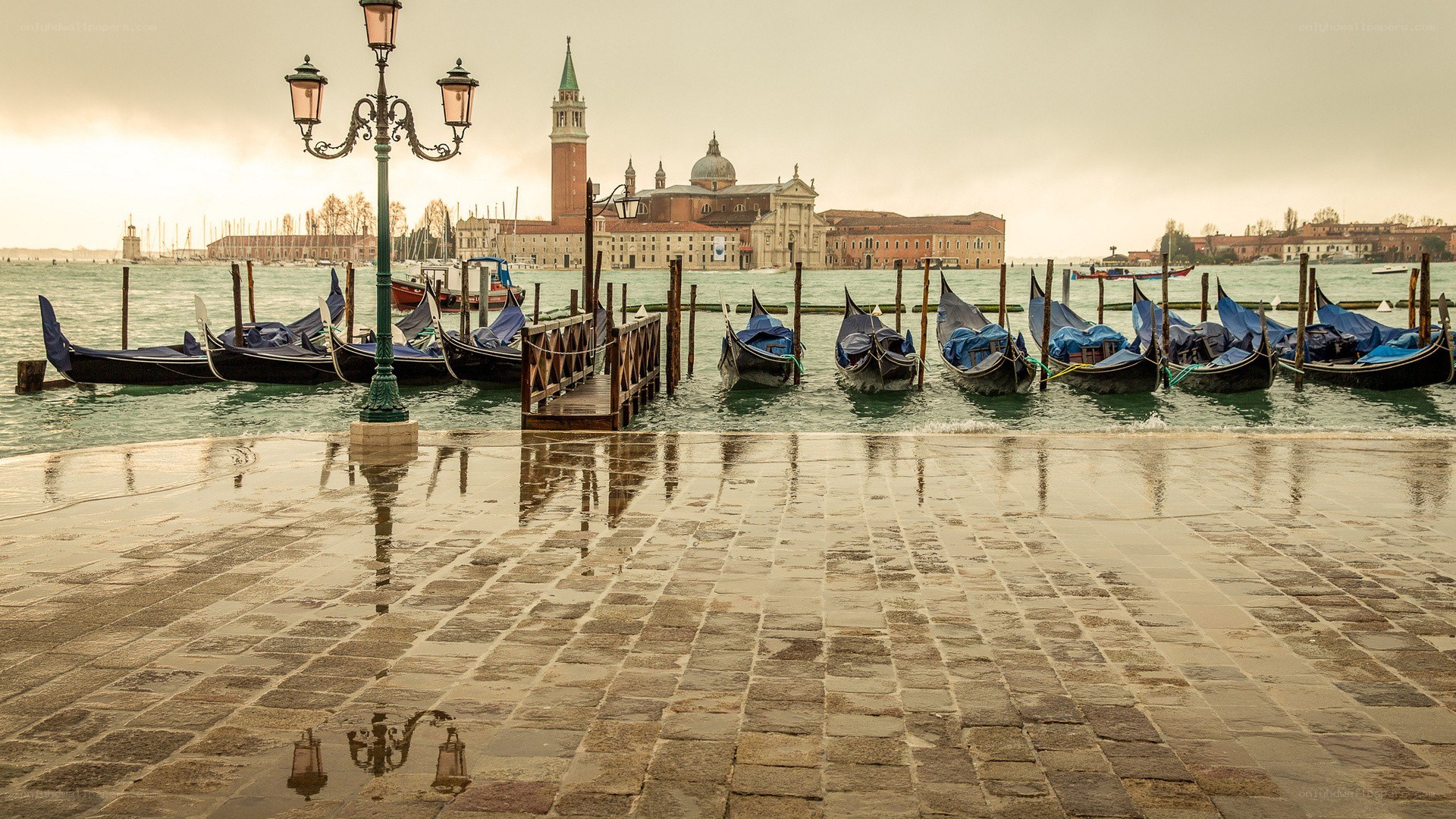 Gondolas at a Venetian dock