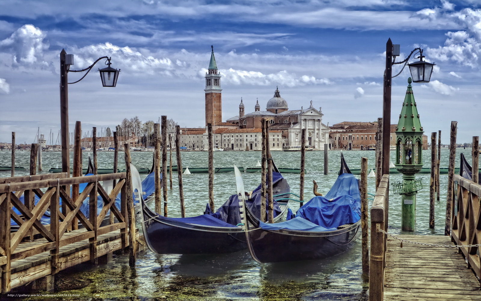 Gondolas at a Venetian dock
