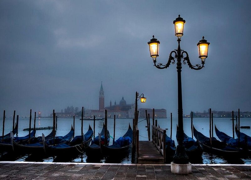 Gondolas at Dock — Blue