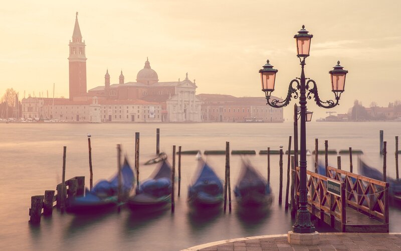 Gondolas at Dock — Orange