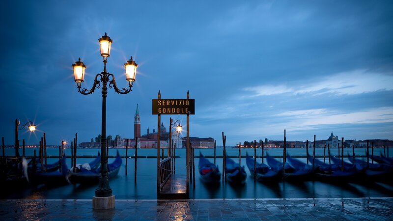 Gondolas at Dusk — Blue