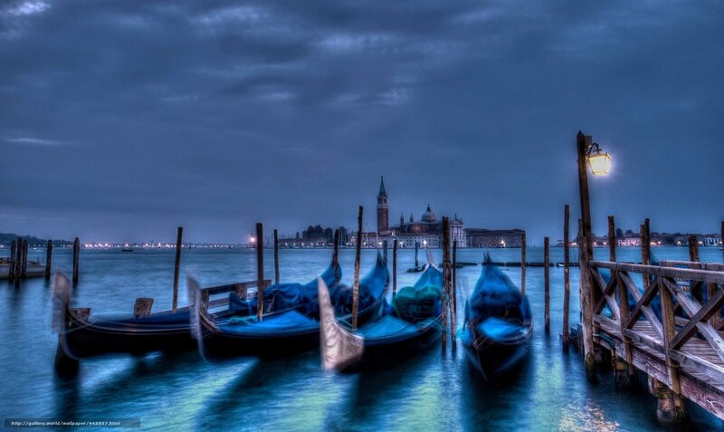 Gondolas at Dusk in Venice