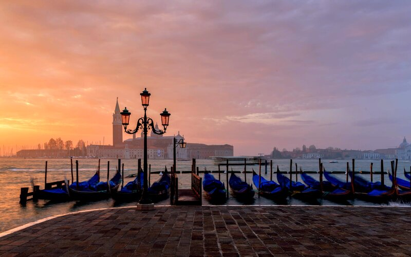 Gondolas at Sunset — Orange