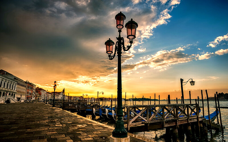 Gondolas at Sunset