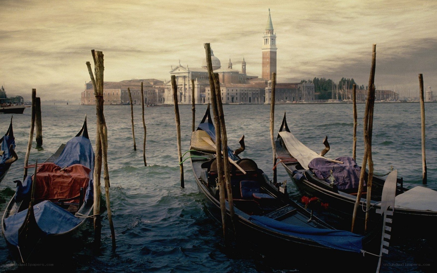 Gondolas at Venice waterfront