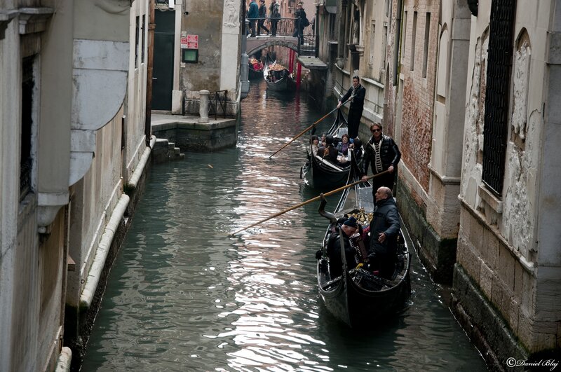Gondolas in a Venetian canal