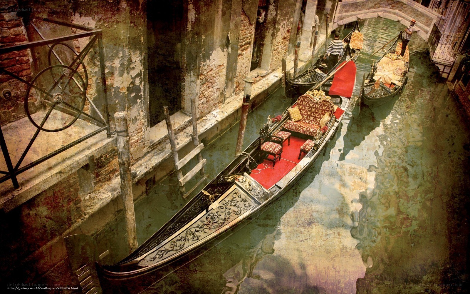 Gondolas in a Venetian canal