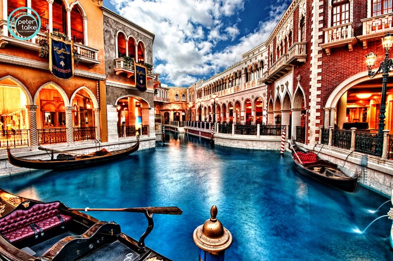 Gondolas in Canal — Blue, Dramatic