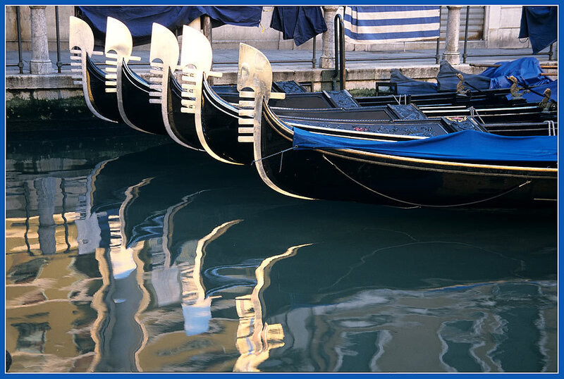 Gondolas in Canal — Blue