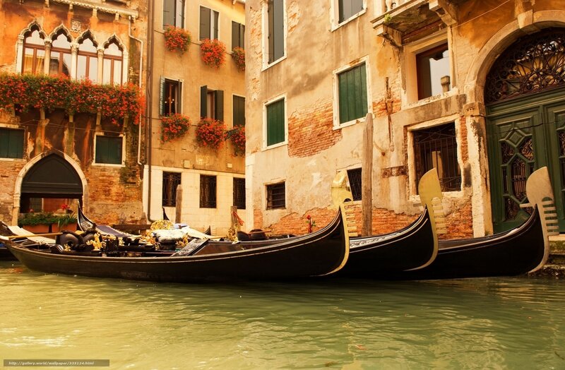Gondolas in Canal — Brown, Serene, Afternoon