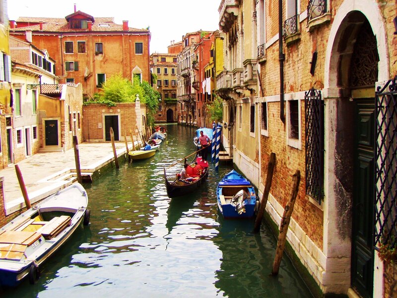 Gondolas in Canal — Brown