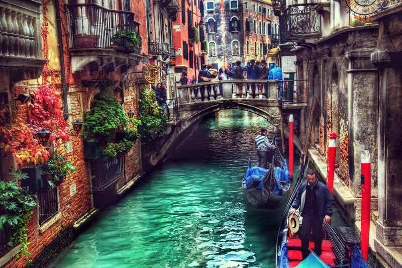 Gondolas in Canal — Green
