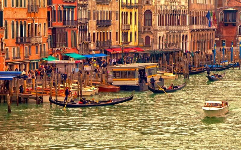 Gondolas in Canal — Orange