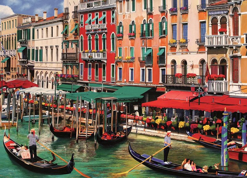 Gondolas in Canal — Red