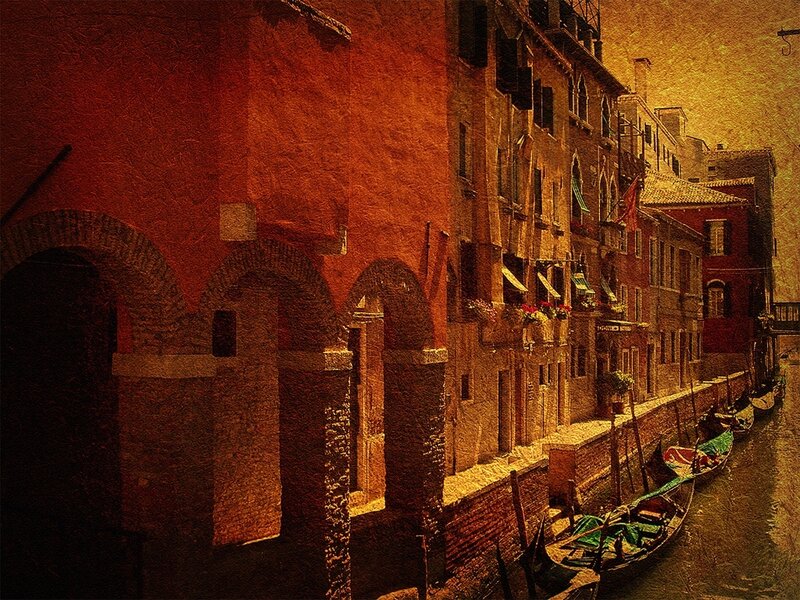 Gondolas in Venetian Canal