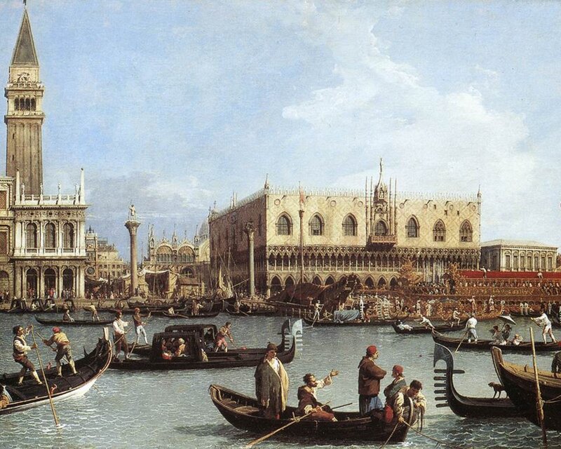 Gondolas in Venice — Blue, Busy