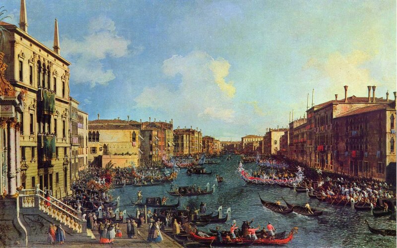 Gondolas in Venice — Blue, Lively