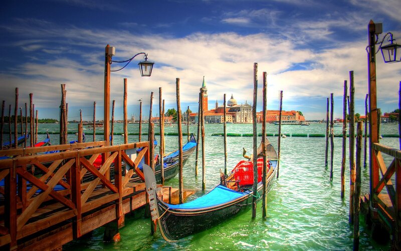 Gondolas in Venice — Blue, Serene