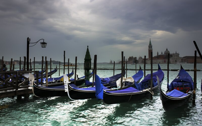 Gondolas in Venice — Blue